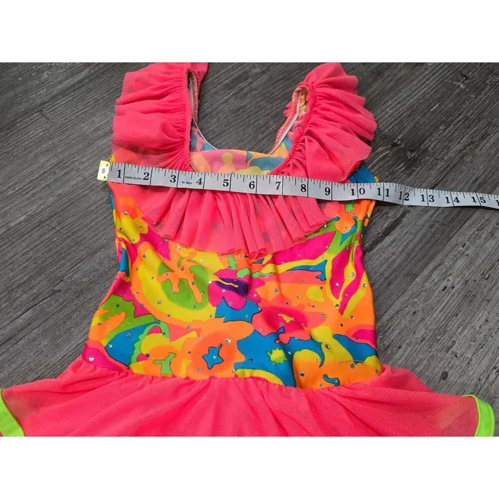 Costume Gallery Vibrant Pink 2 Tiered Tutu Skort Dress Sleeveless Dance Outfit